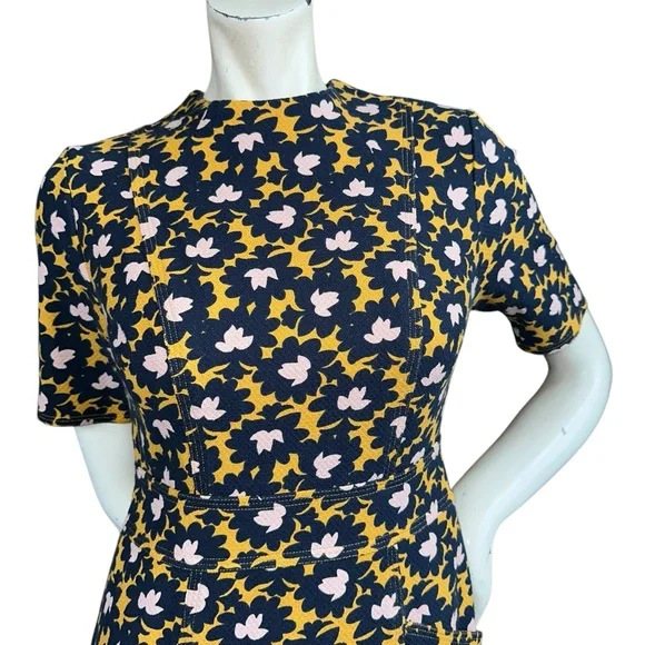 Boden Louise Floral Print Dress Tuscan Sun Bloom Stamp Yellow Size 4 Regular - Picture 3 of 11